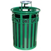 WITT Oakley Collection Decorative Outdoor Waste Receptacle with Ash Urn Top - 40 Gallon, Green